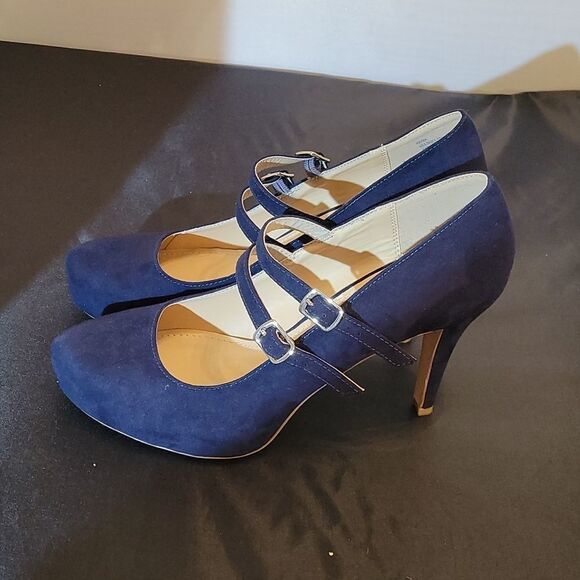 BRAND NEW JUSTFAB RAYNA DARK BLUE SUEDE MARY JANE STYLE WOMEN"S SHOE - Picture 10 of 15